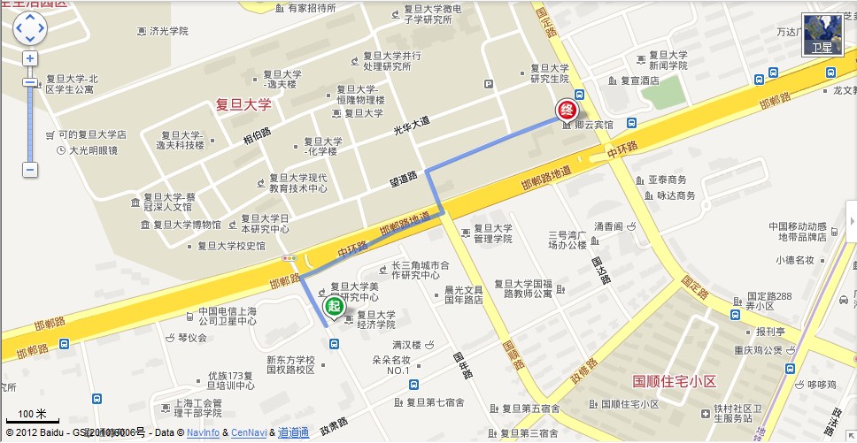 Location map of Qingyun Guest House Hotel (复旦卿云宾馆)